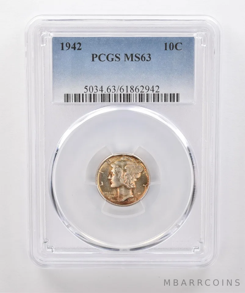 1942 Mercury Dime MS63 PCGS Beautiful Tone *1845