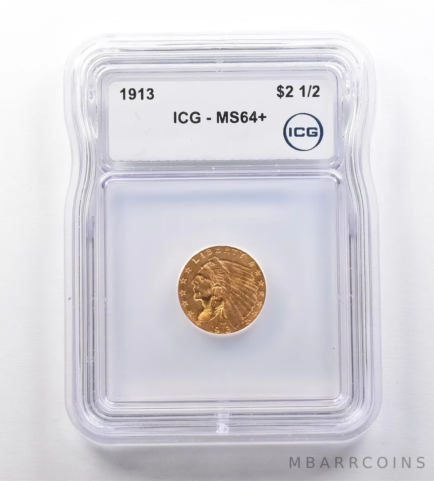 1913 $2.50 Indian Head Gold Quarter Eagle MS64+ ICG *1042