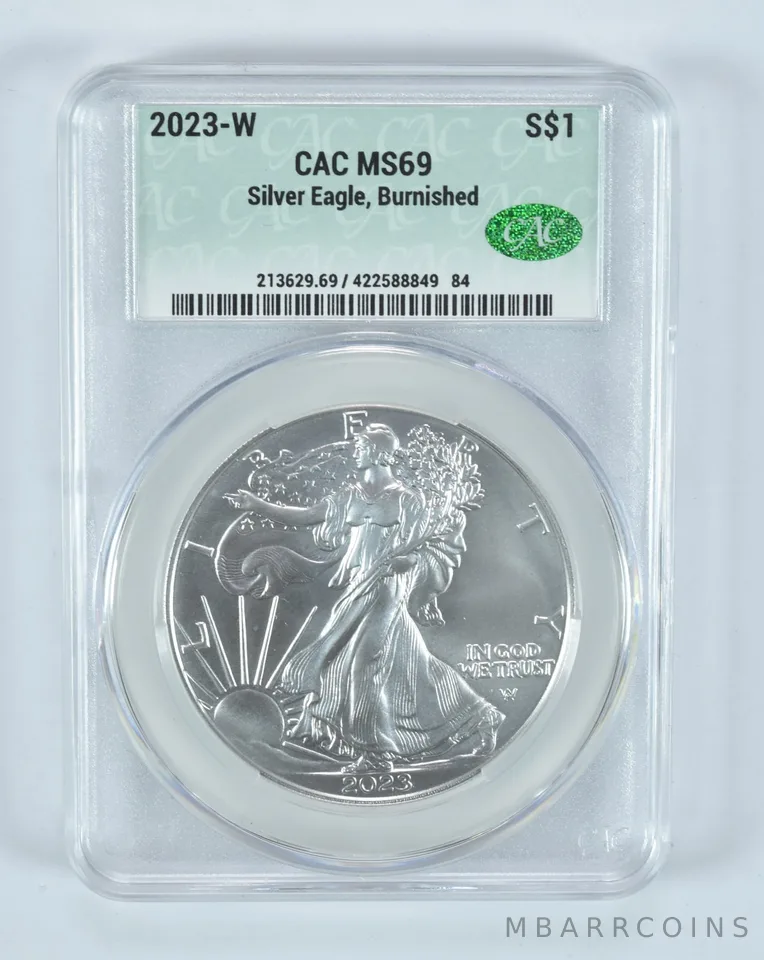 2023-W Burnished Silver Eagle MS69 CAC CACg