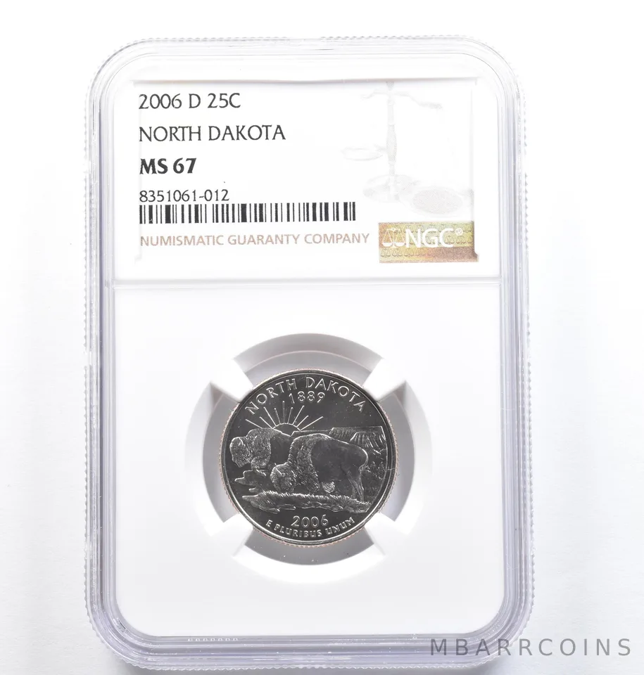 2006-D Washington State Quarter North Dakota MS67 NGC a0840
