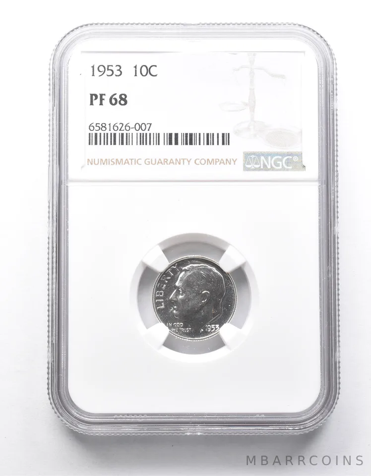 PF68 1953 Roosevelt Dime NGC *0002
