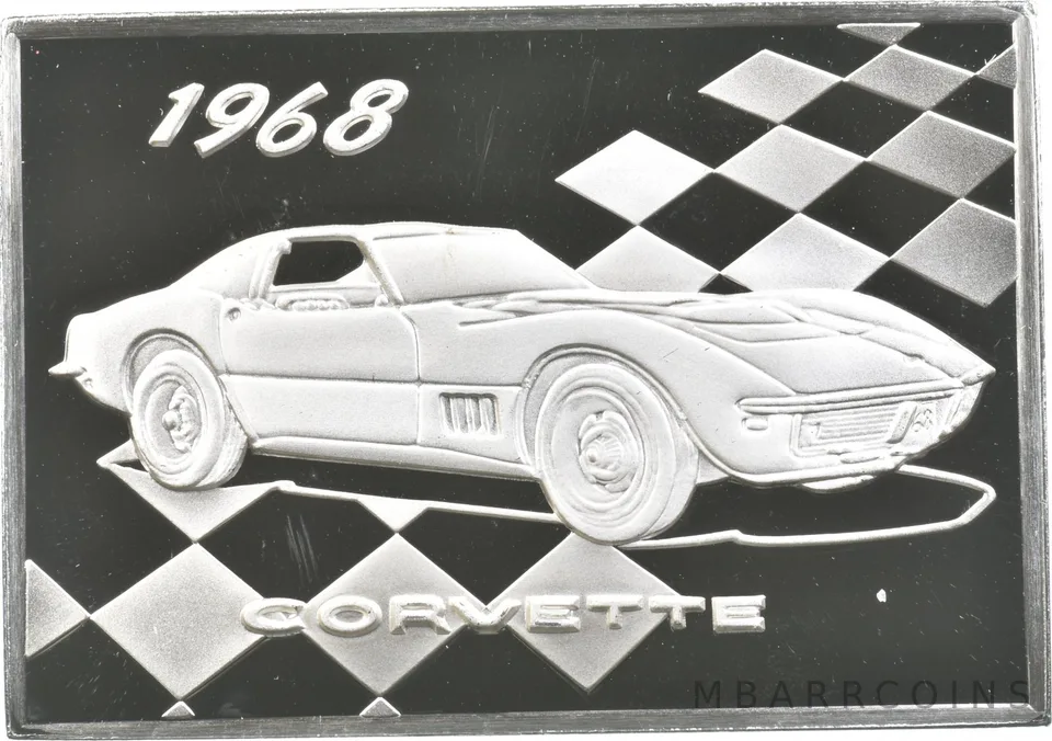 1968 Corvette Silver Art Bar 36.7 Grams *8638