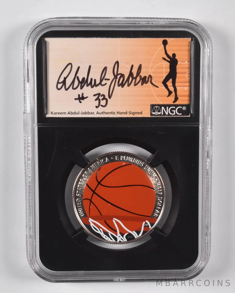2020-S Basketball HOF Colorized 50c PF70 NGC Kareem Abdul Jabbar Signed#33