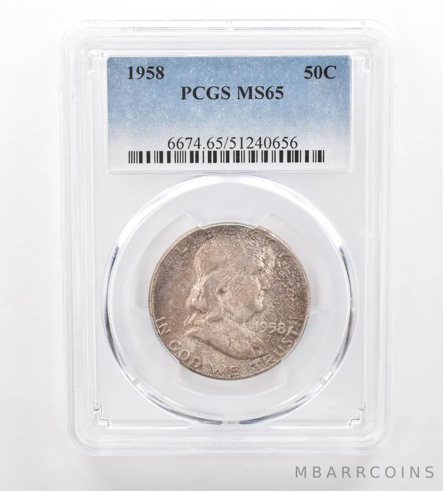 1958 Franklin Half Dollar MS65 PCGS Beautiful Tone *7492