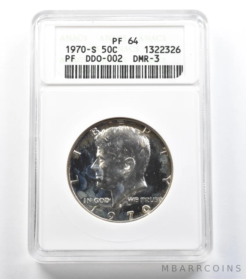1970-S Kennedy Half Dollar DDO-002 DMR-3 PF64 ANACS *1452