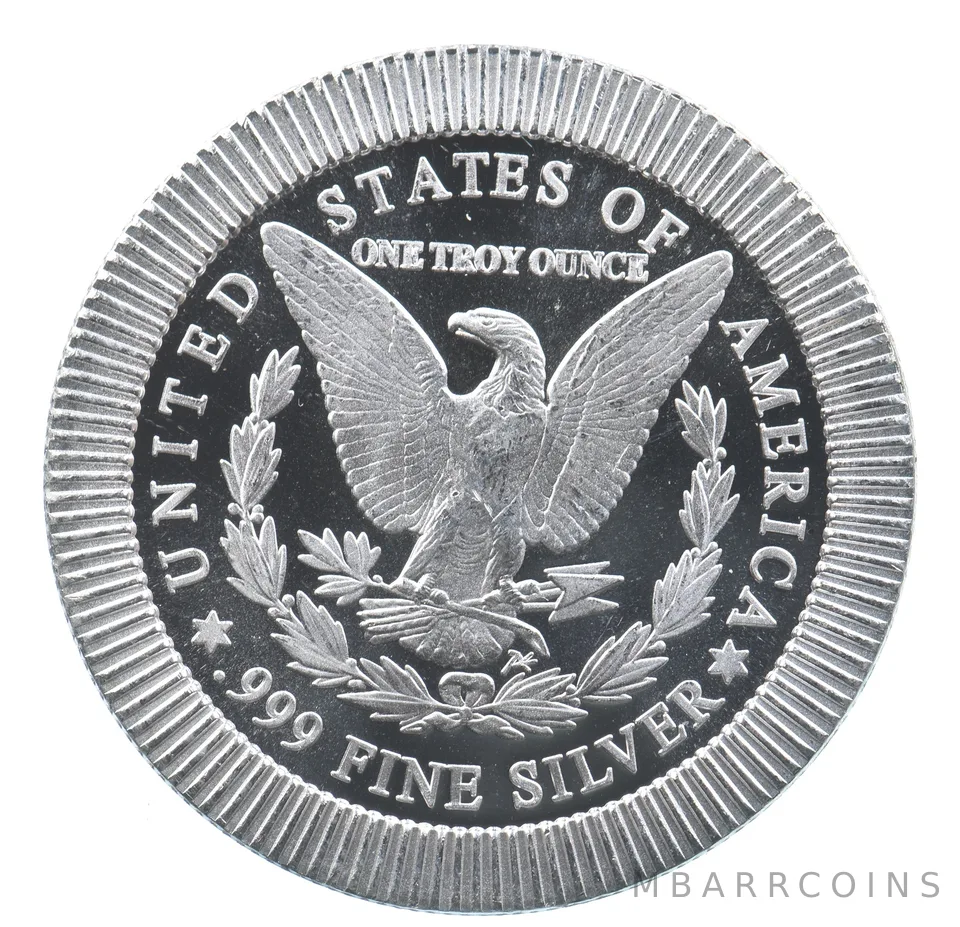 VINTAGE Art Bar/Round Morgan Dollar Design Stacker 1 Oz. Silver 1 T Ounce *223