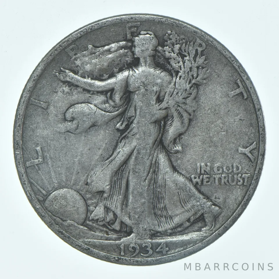 1934-P Walking Liberty Half Dollar CIRC VG+ 90% Silver
