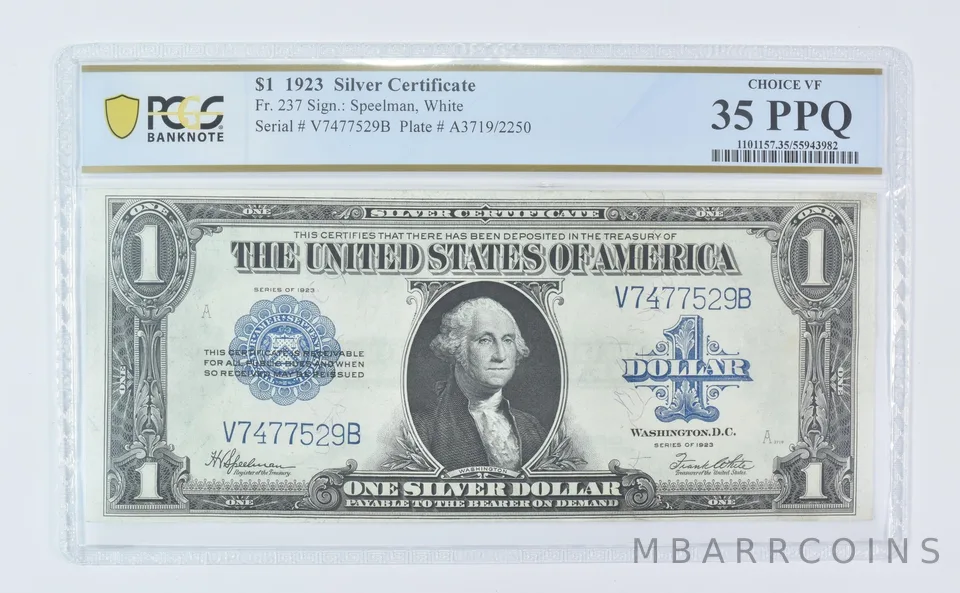 1923 $1 Silver Certificate Fr#237 Large Note Choice VF 35 PPQ PCGS *9530