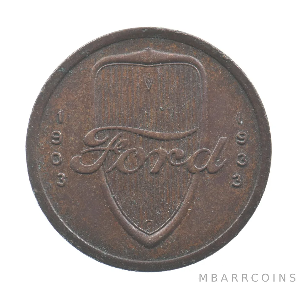 1933 Ford V8 30 Years Of Progress Token *4387