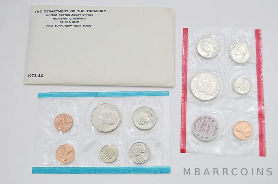 1972 Mint Set with Original Envelope & Flatpacks (11 coins)