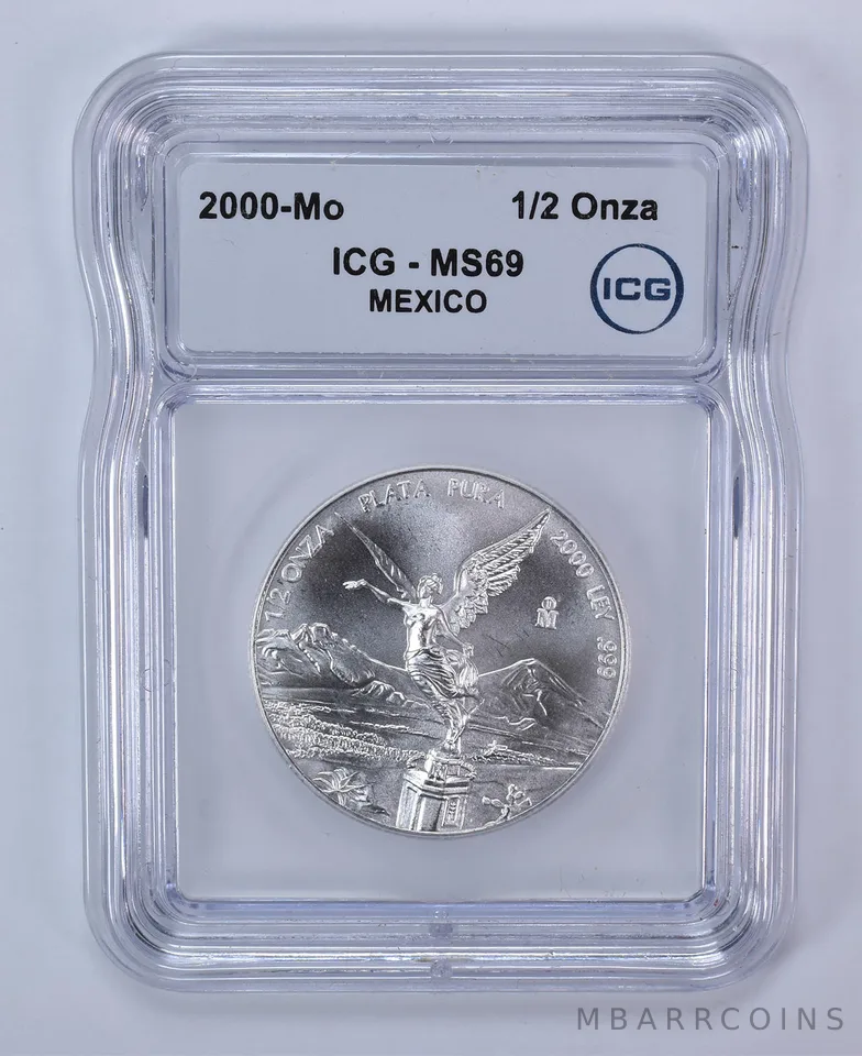 2000 Mo Mexico 1/2 Onza Silver Libertad MS69 ICG