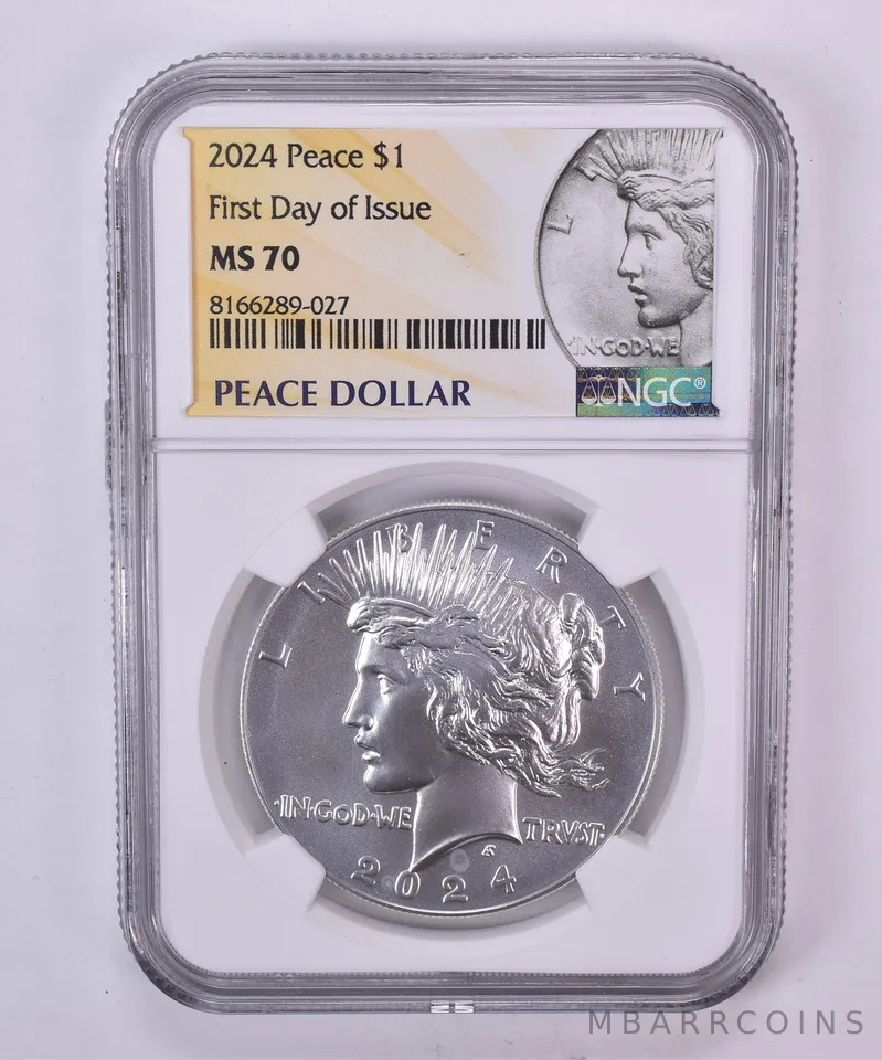 2024 Peace Silver Dollar FDOI MS70 NGC 100th Anniversary Label