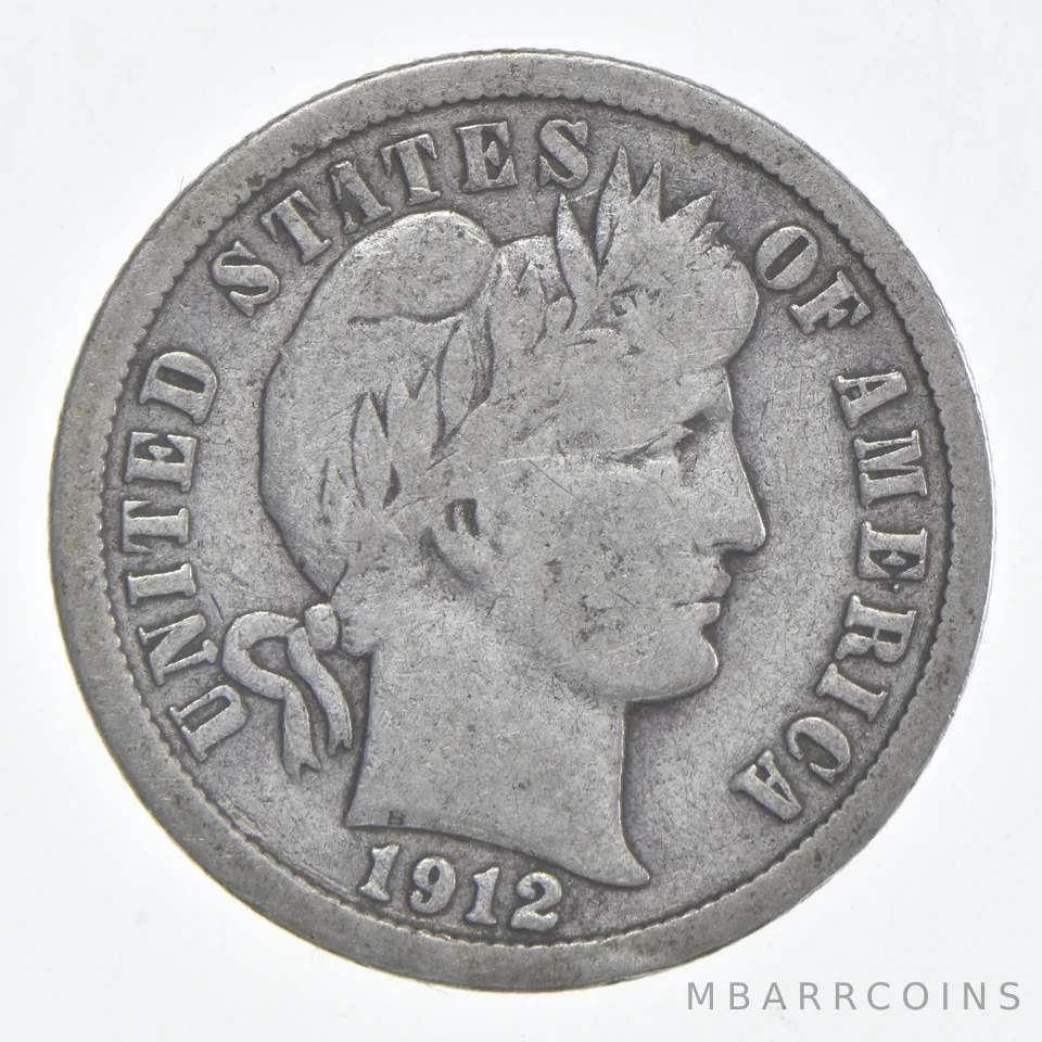 1912 (P) Barber Dime 90% Silver FINE Condition