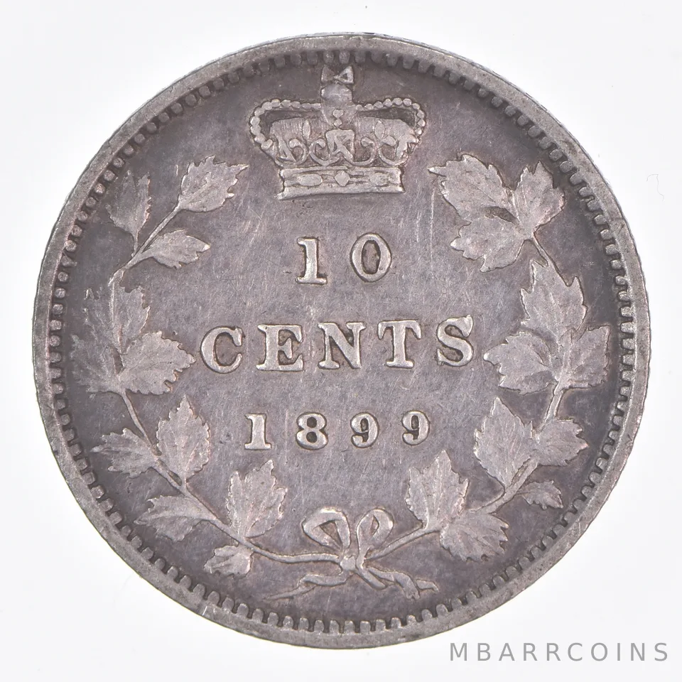 Better Date - 1899 Canada 10 Cents World Coin- Silver *077