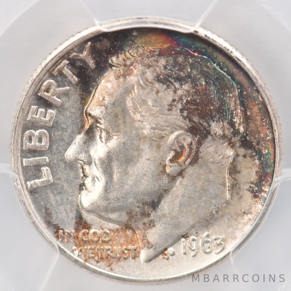 1963 Roosevelt Dime AU58 PCGS Beautiful Tone *0808