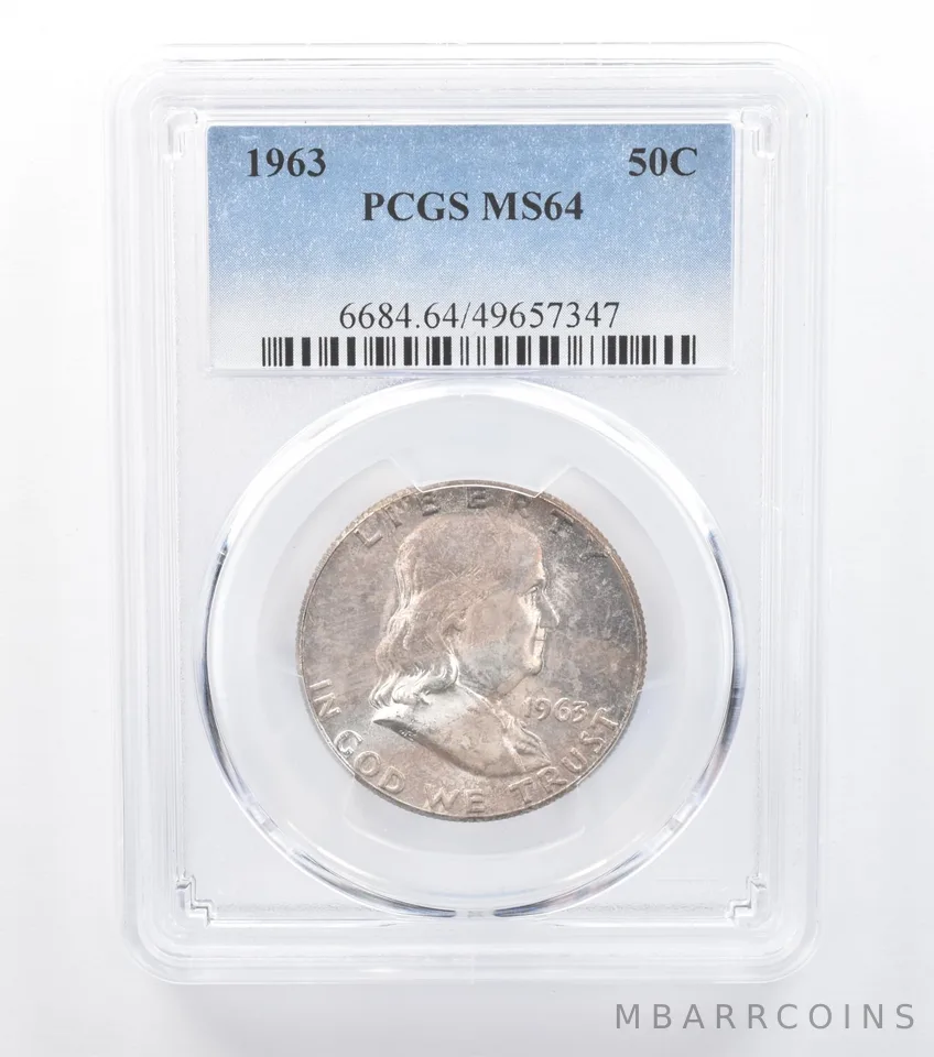 1963 Franklin Half Dollar MS64 PCGS Beautiful Tone *7757