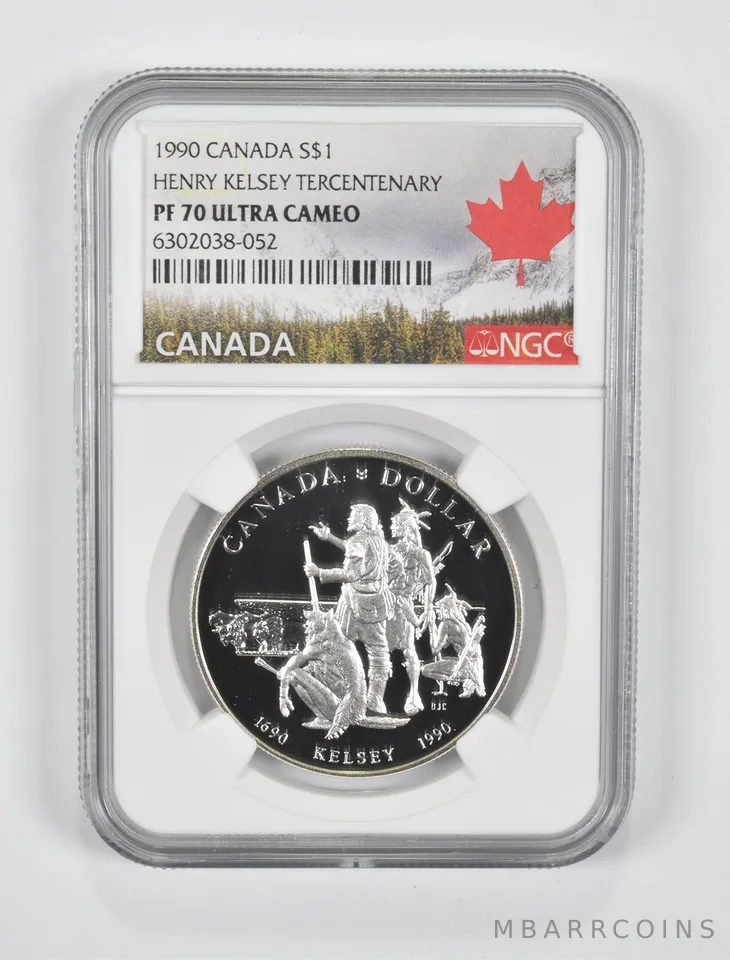 1990 Canada 1 Dollar Silver Henry Kelsey Tercentenary PF70 NGC