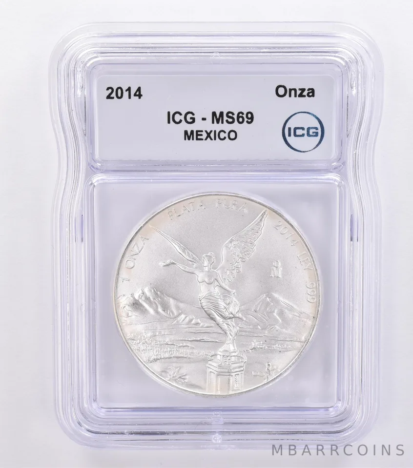 2014 Mo Mexico 1 Onza Silver Libertad MS69 ICG Peripheral Tone a8679