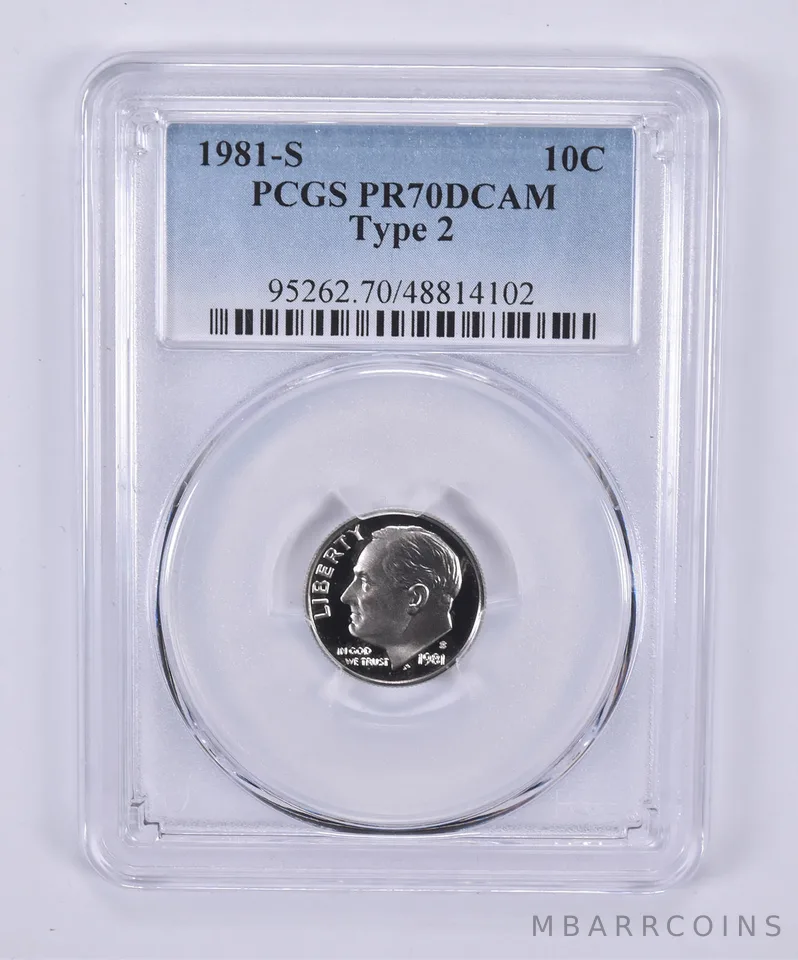 1981-S Roosevelt Dime Type 2 PR70 DCAM PCGS Blue Label
