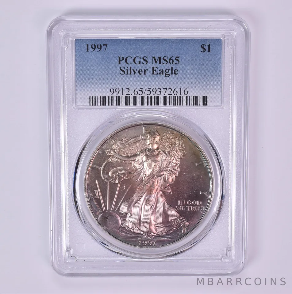 1997 American Silver Eagle MS65 PCGS Beautiful Tone *1486