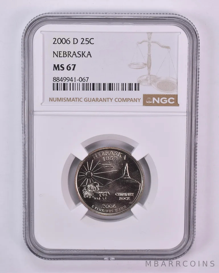 2006-D Washington State Quarter Nebraska MS67 NGC Brown Label