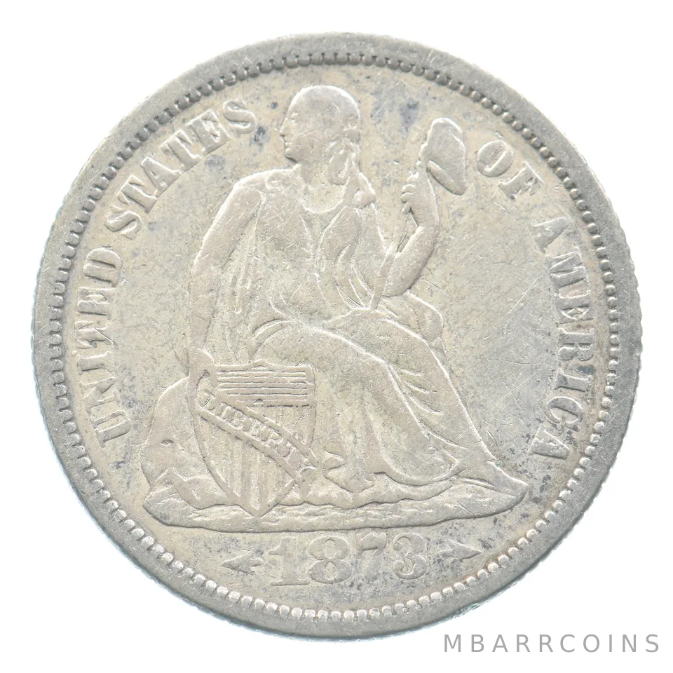 1873 Seated Liberty Dime Open 3 Arrows *3492