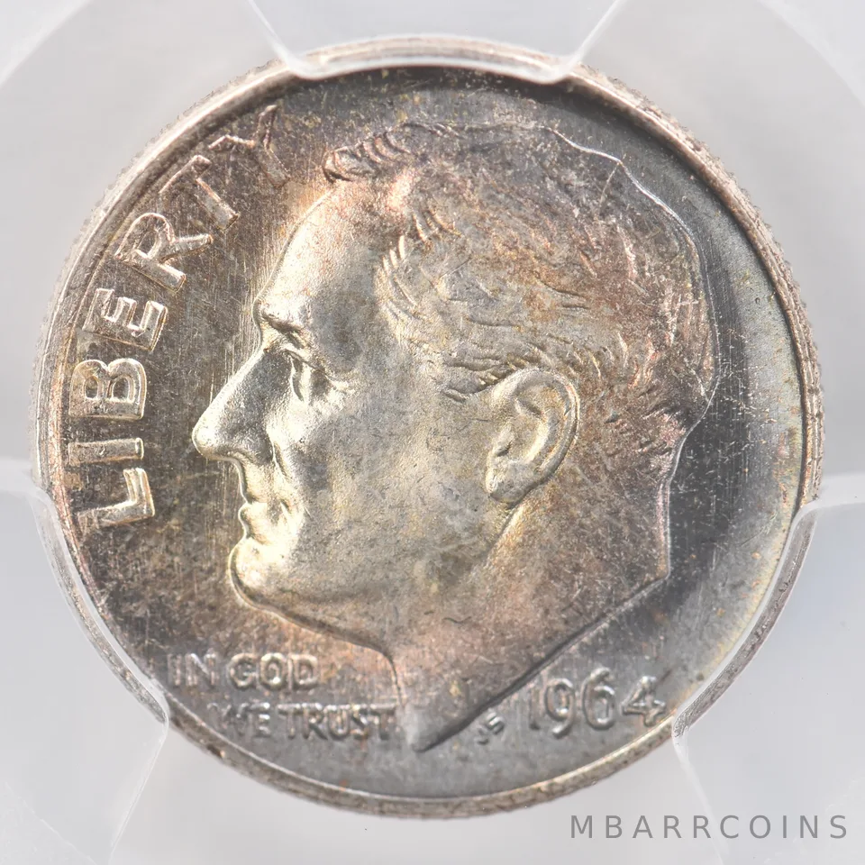 1964 Roosevelt Dime MS64 PCGS Beautiful Tone *0796