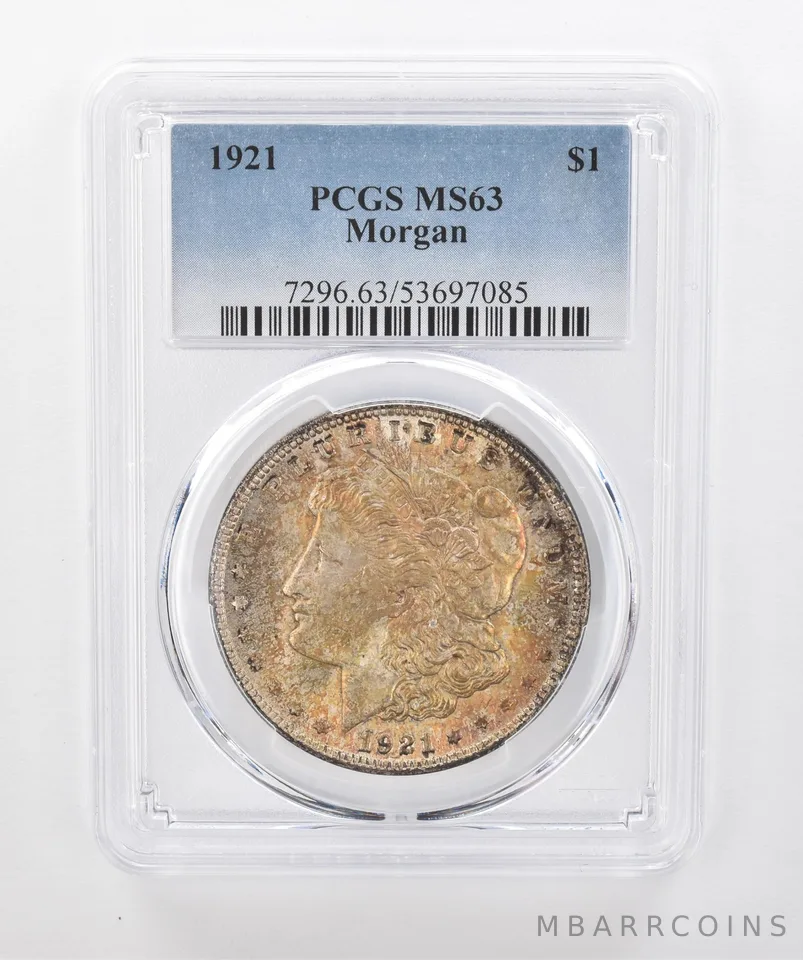 1921 Morgan Silver Dollar MS63 PCGS Beautiful Tone *1470