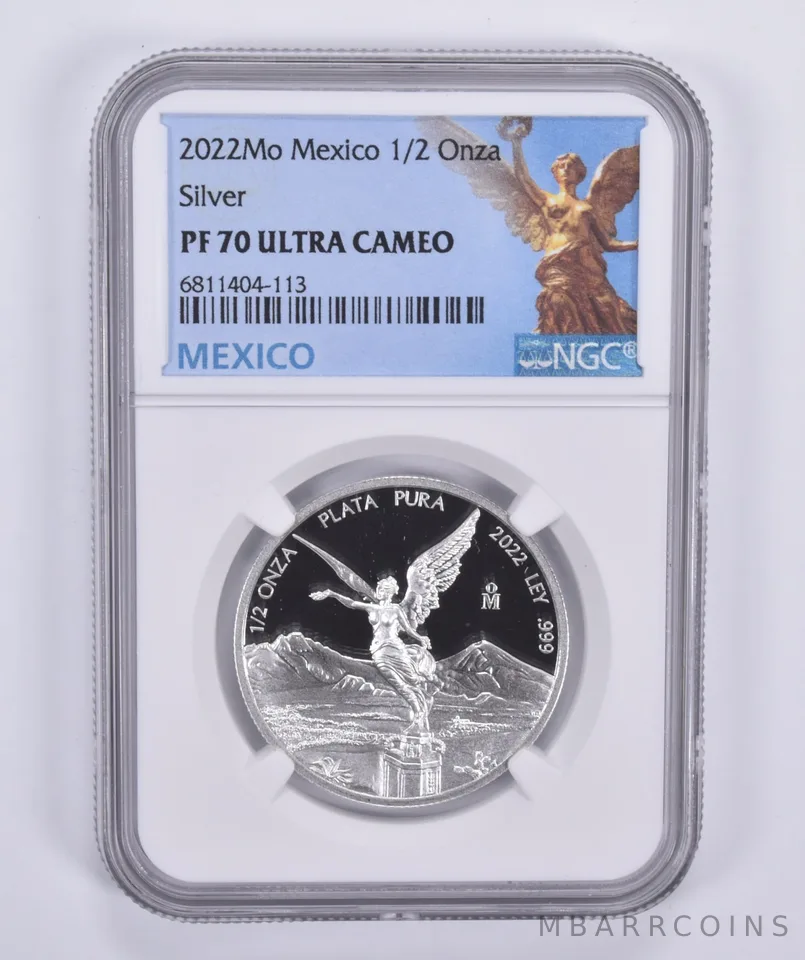 2022 Mo Mexico Silver 1/2 Onza Proof PF70 UCAM NGC Mexico Label