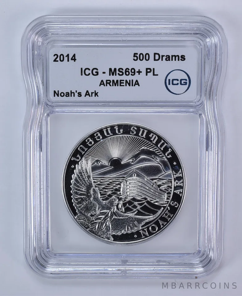 2014 Armenia 500 Drams Silver Noah's Ark MS69+ PL ICG