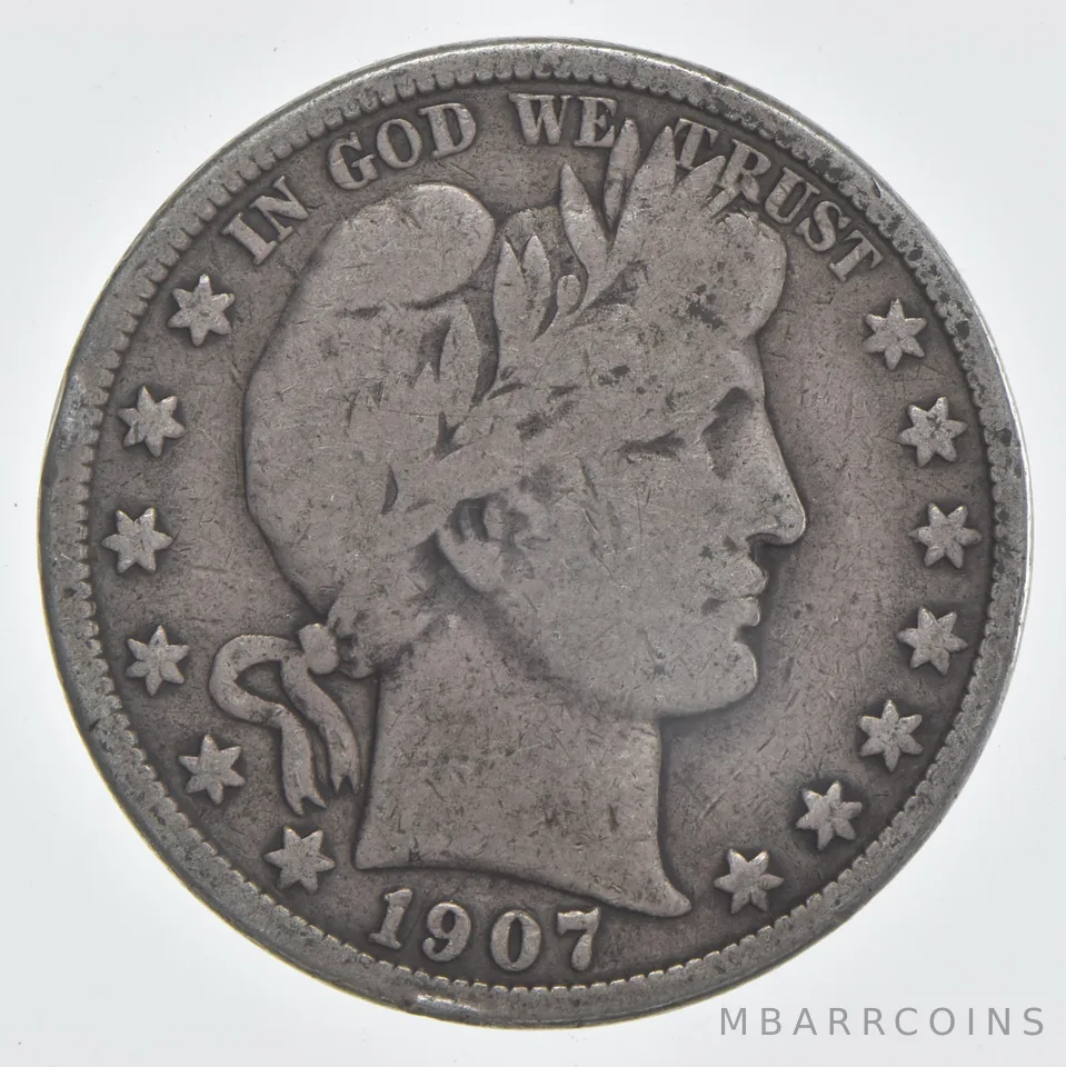 1907-O Barber Half Dollar 90% Silver VG Condition
