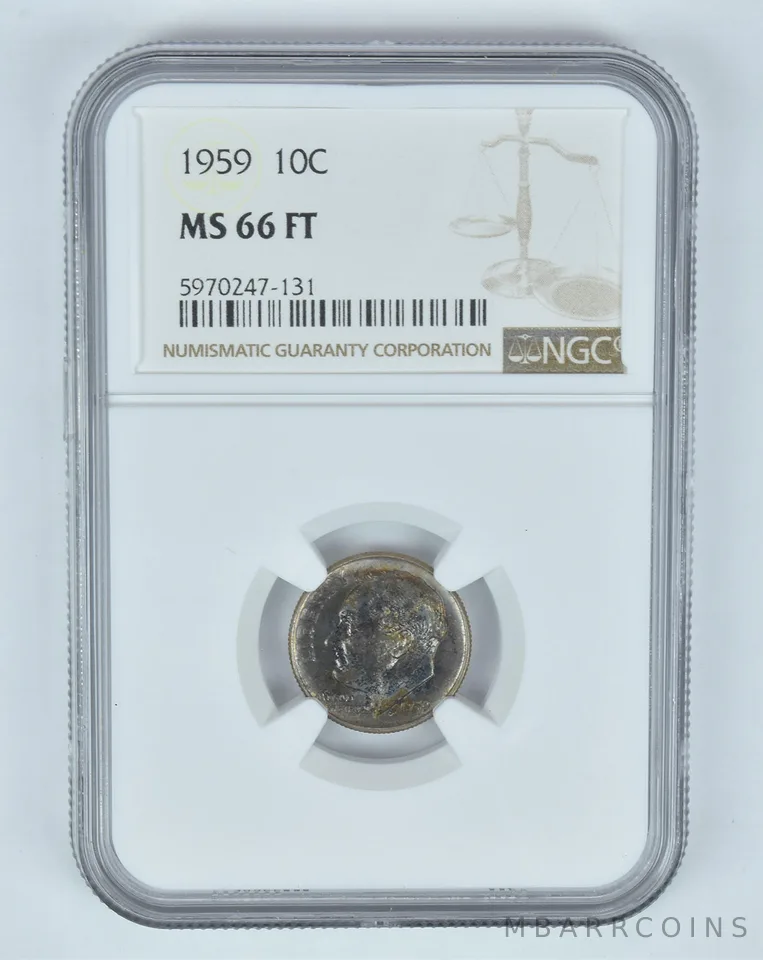 MS66 FT 1959 Roosevelt Dime - Graded NGC Toned! *8921