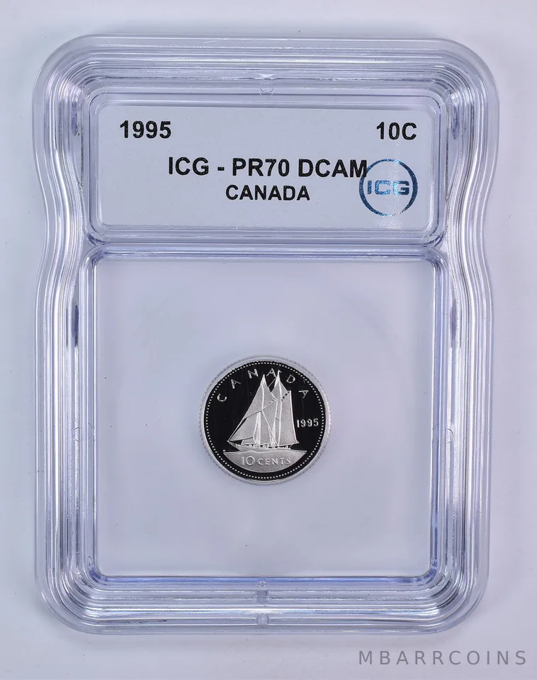 1995 Canada 10 Cents Bluenose PR70 DCAM ICG