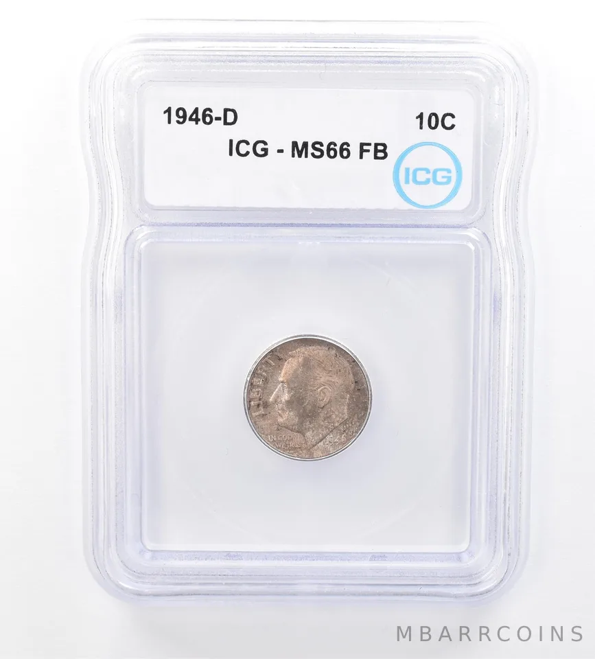 1946-D Roosevelt Dime MS66 FB ICG Beautiful Tone a1589