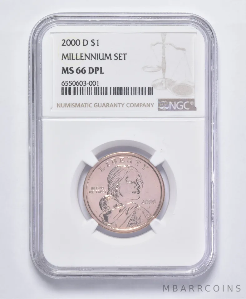 2000-D Sacagawea $1 Millennium Set MS66 DPL NGC Brown Lbl