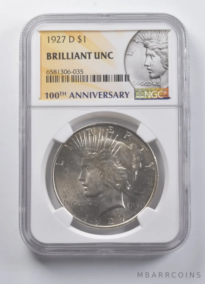 BU 1927-D Peace Silver Dollar 100th Anniversary NGC *7201