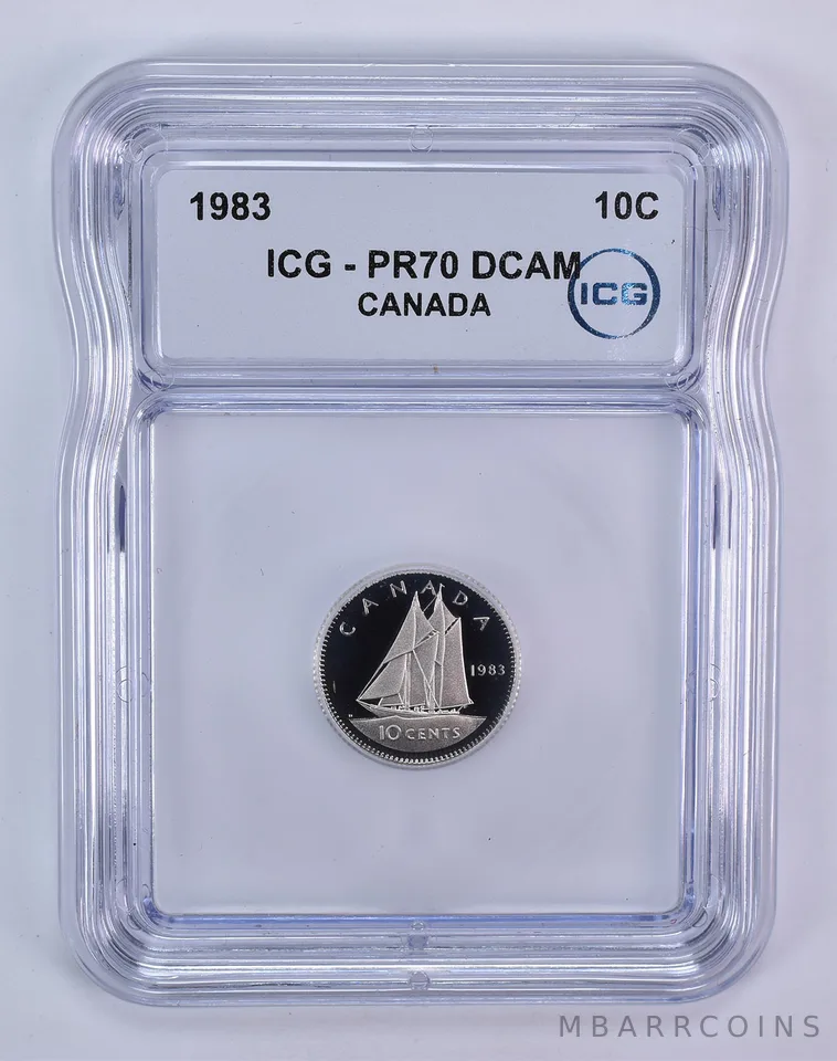 1983 Canada 10 Cents Bluenose PR70 DCAM ICG