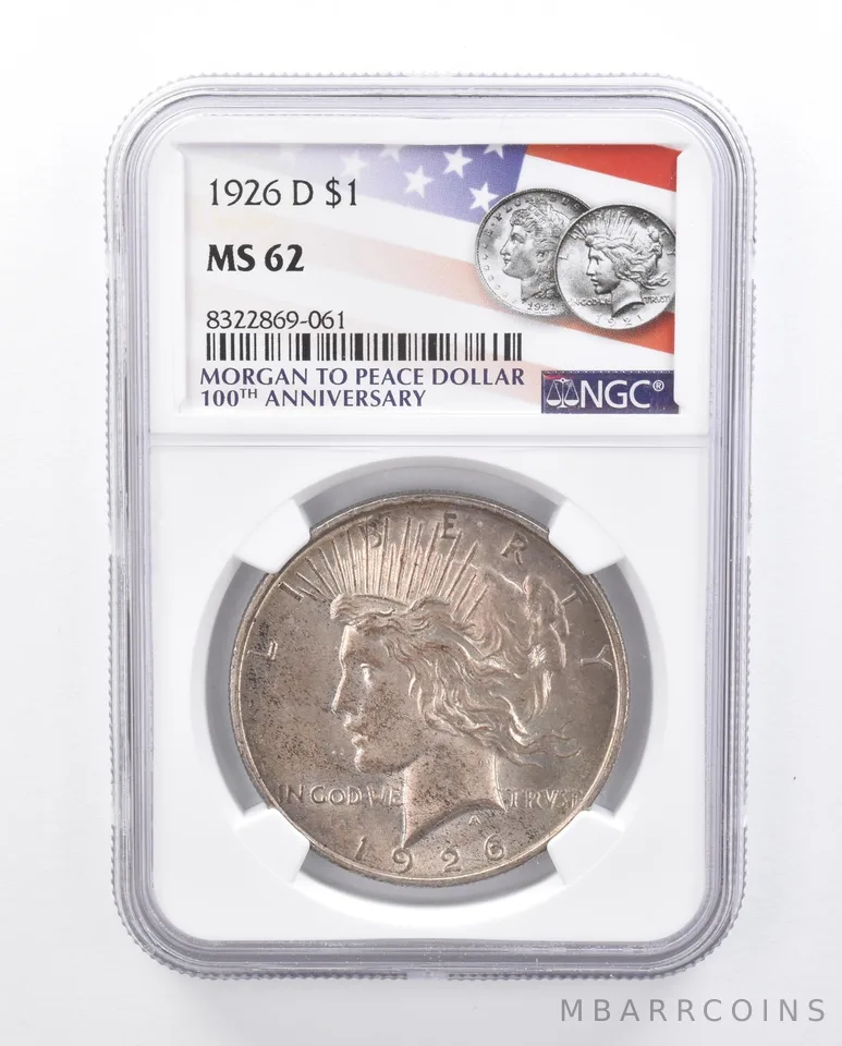 1926-D Peace Silver Dollar MS62 NGC Toned *4942