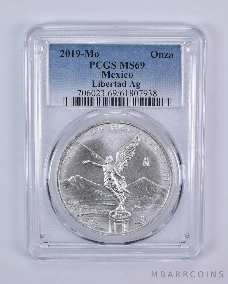 2019 Mo Mexico 1 Onza Silver Libertad MS69 PCGS Blue Label