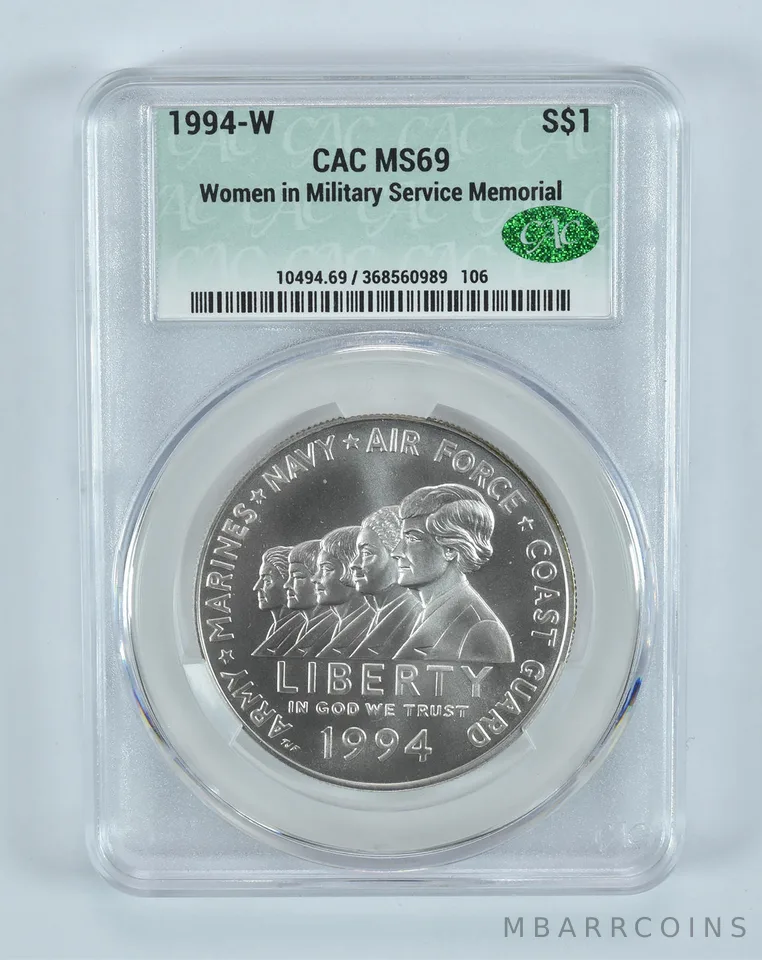 1994-W Women In Military Commemorative Silver Dollar MS69 CAC CACg