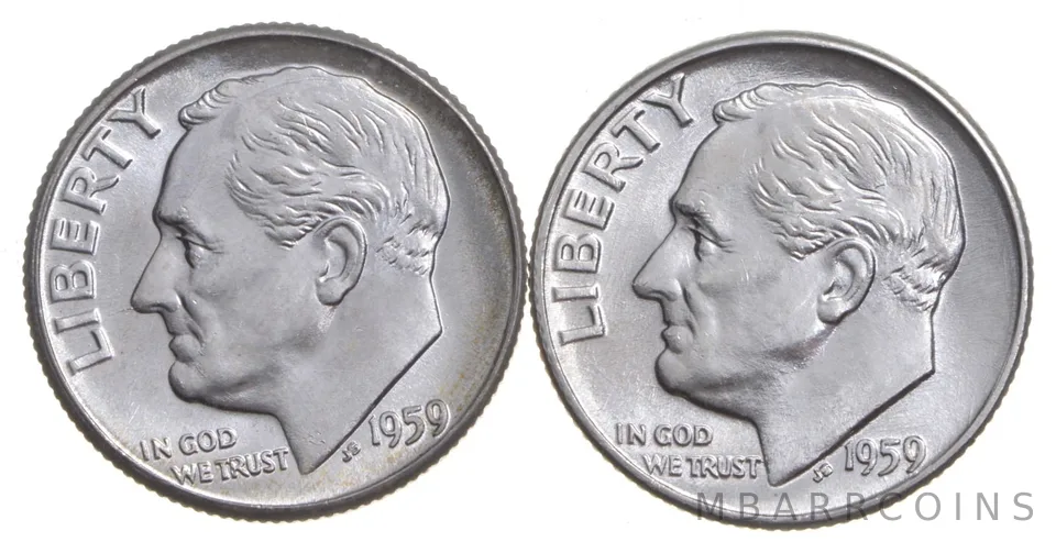 Choice Unc 1959 P+D Roosevelt Dime Gem BU Collection Lot Set