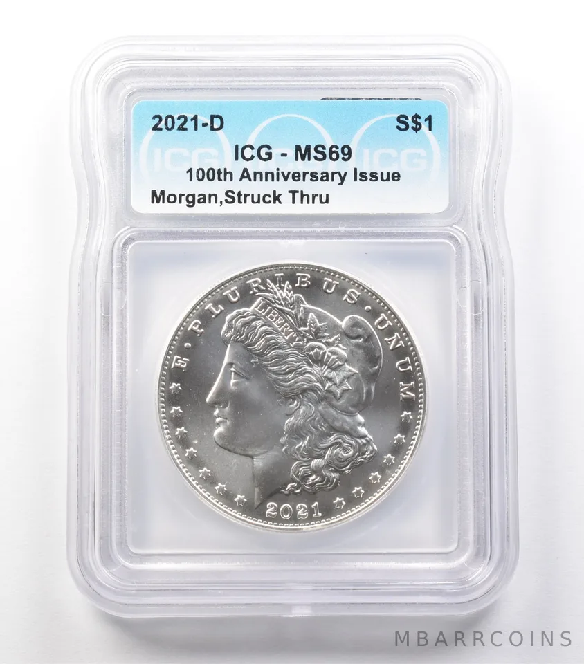 ERROR 2021-D Morgan Silver Dollar Struck Thru MS69 ICG *3658
