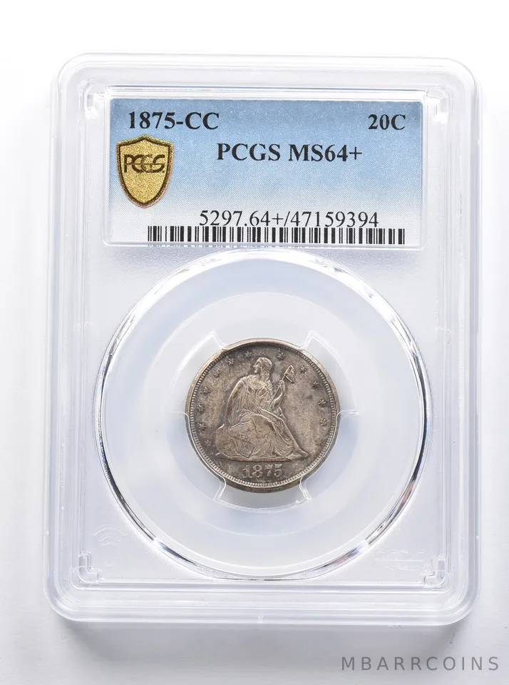 MS64+ 1875-CC Seated Liberty Twenty Cent Piece PCGS *8417