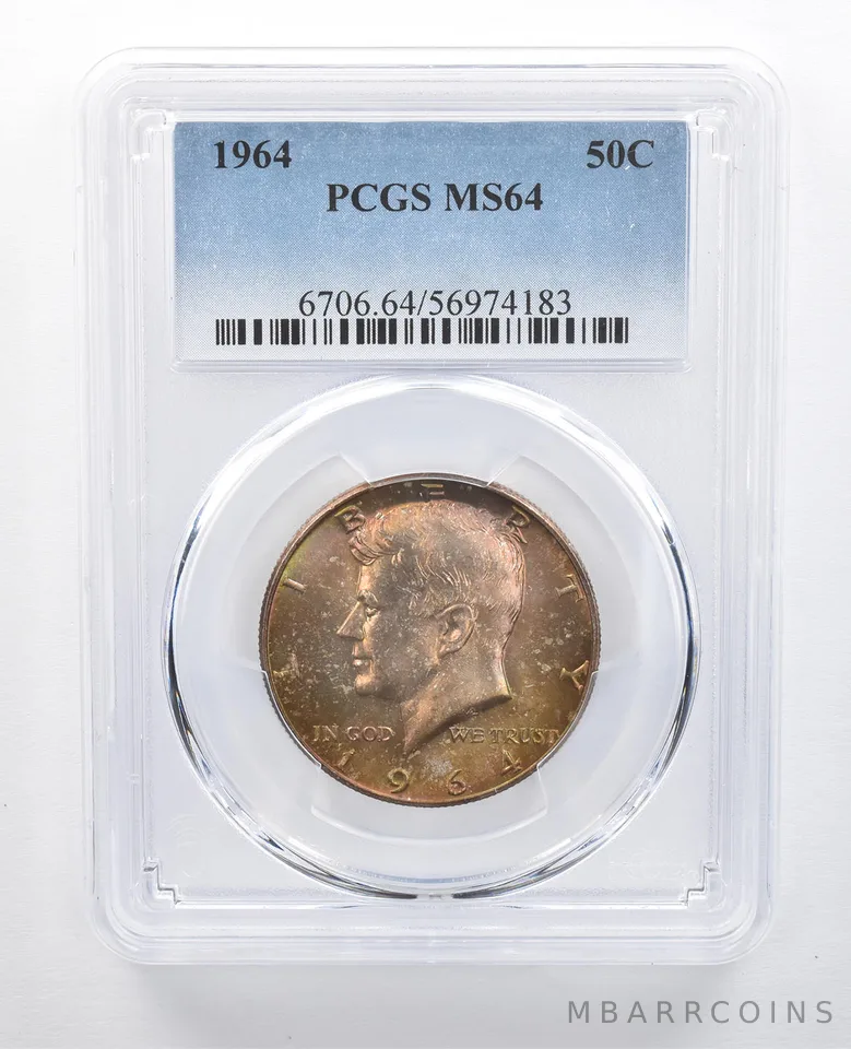1964 Kennedy Half Dollar MS64 PCGS Beautiful Tone *7686
