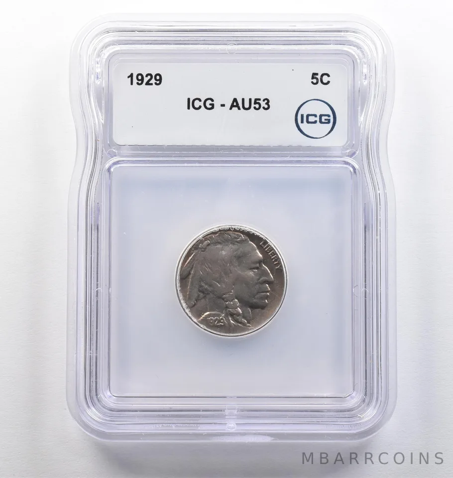 1929 Indian Head Buffalo Nickel AU53 ICG *4117