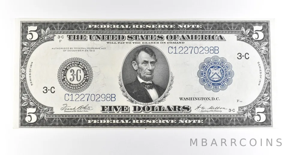 1914 $5 Philadelphia PA FRN Large Note Blue Seal *2733