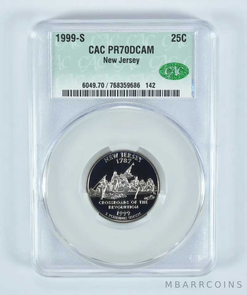 1999-S Washington State Quarter New Jersey PR70 DCAM CAC CACg
