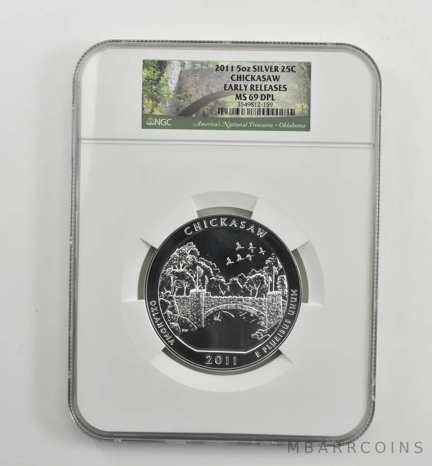 2011 5 Oz Silver Quarter America The Beautiful Chickasaw ER MS69 DPL NGC *1577