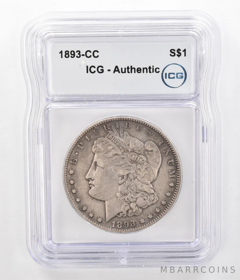 1893-CC Morgan Silver Dollar Authentic ICG Beautiful Tone *5185