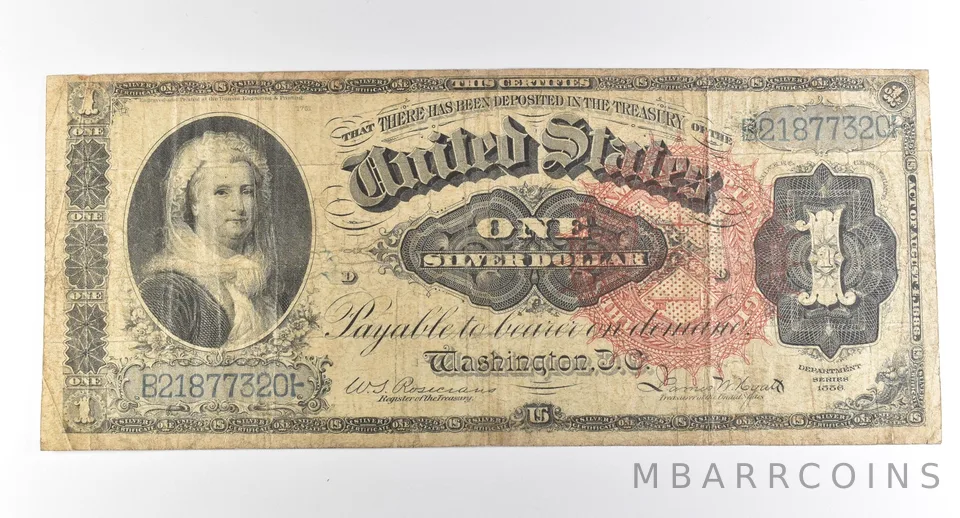 1886 $1 Silver Certificate Large Note Red Seal *3736